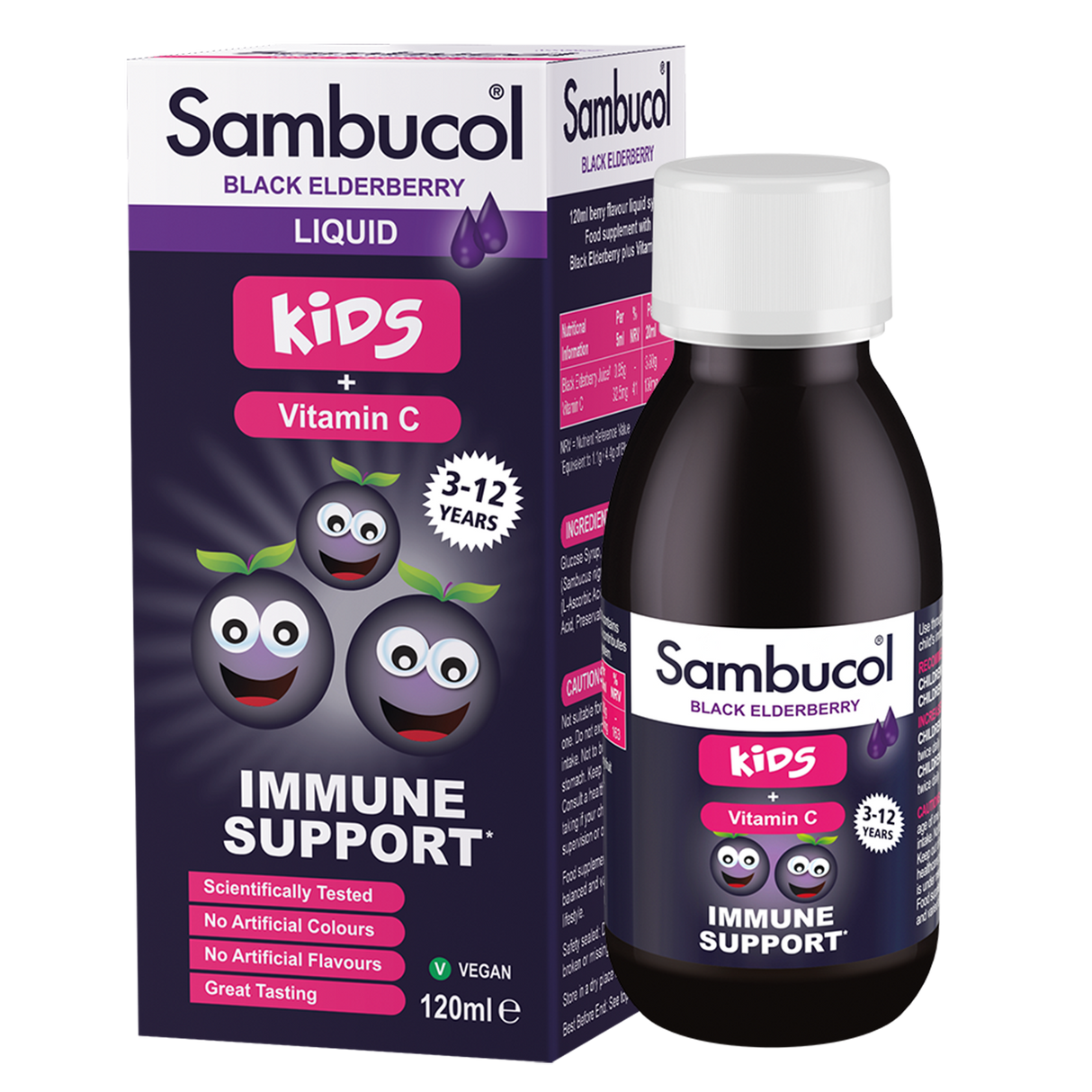 Sambucol zwarte vlierbessensiroop, voor kinderen • 120 ml