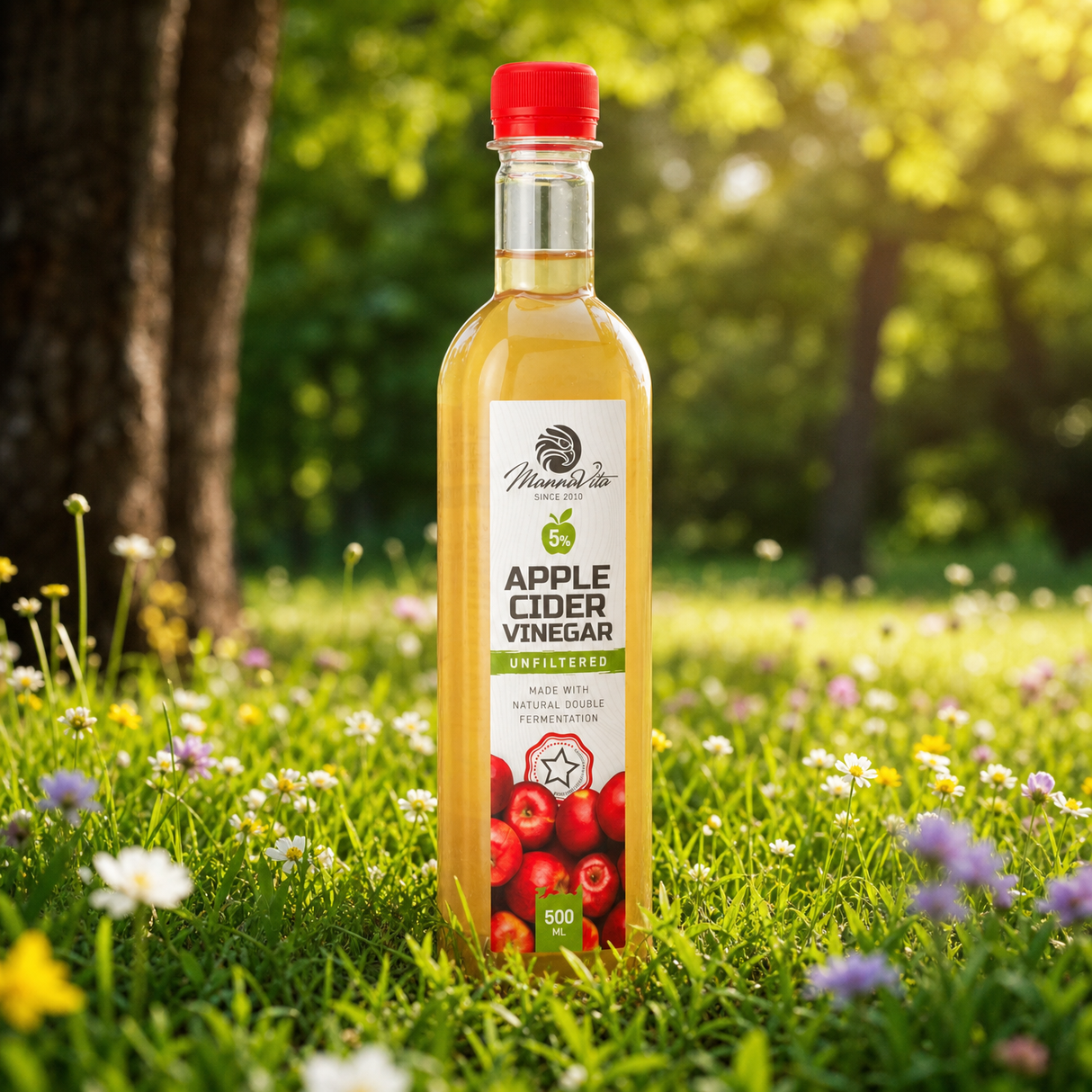 Mannavita ongefilterde Appelciderazijn met dubbele fermentatie • 500 ml