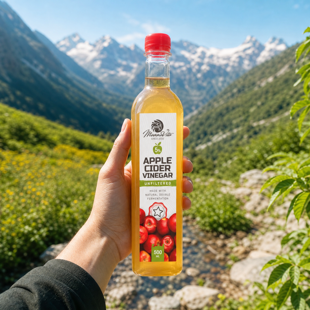 Mannavita ongefilterde Appelciderazijn met dubbele fermentatie • 500 ml