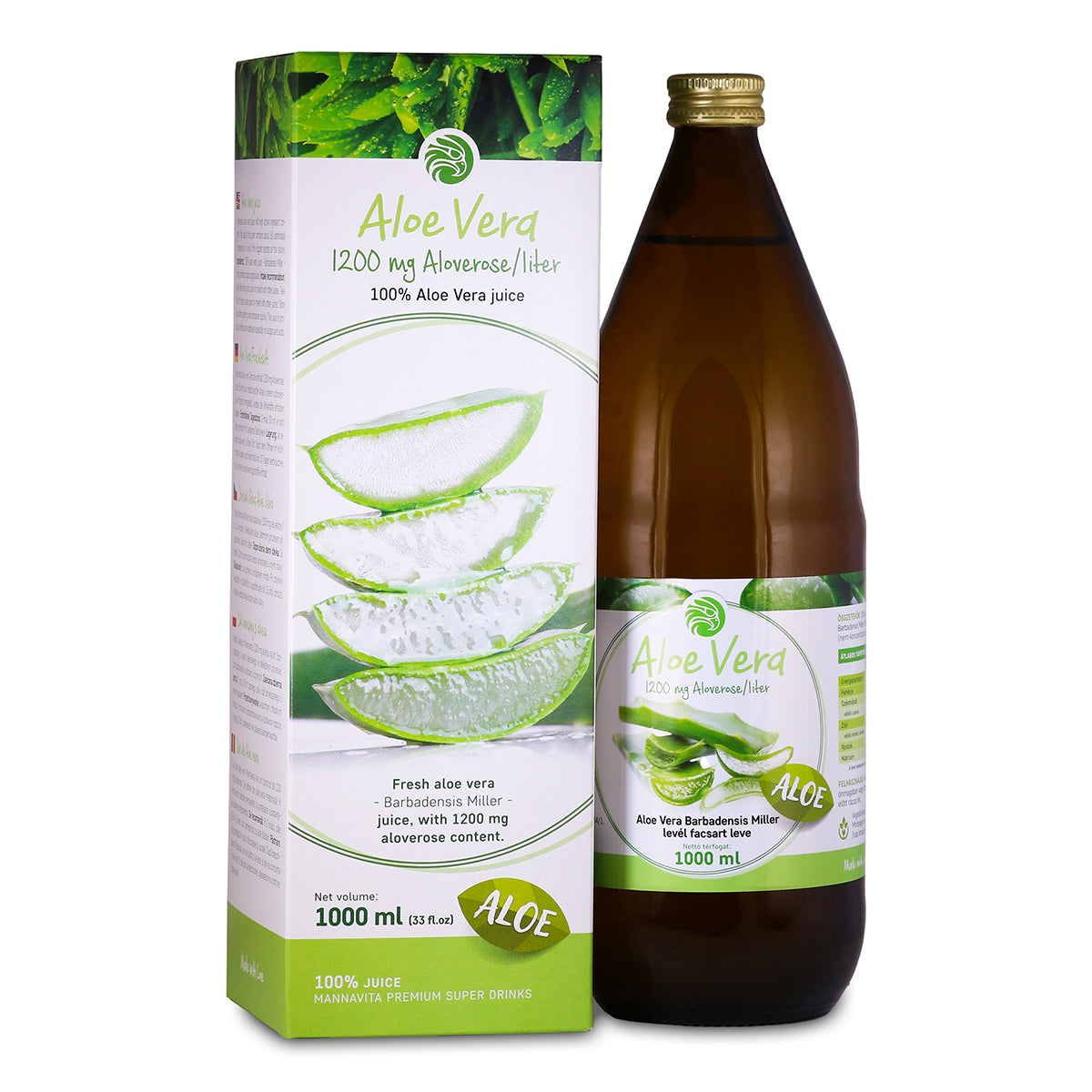 Mannavita Aloë vera 100% puur geperst sap • 1000 ml