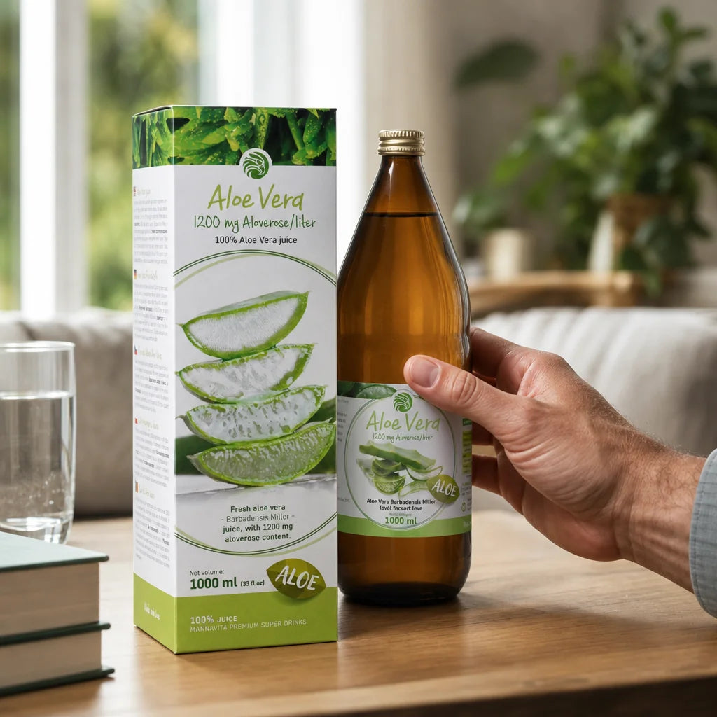 Mannavita Aloë vera 100% puur geperst sap • 1000 ml