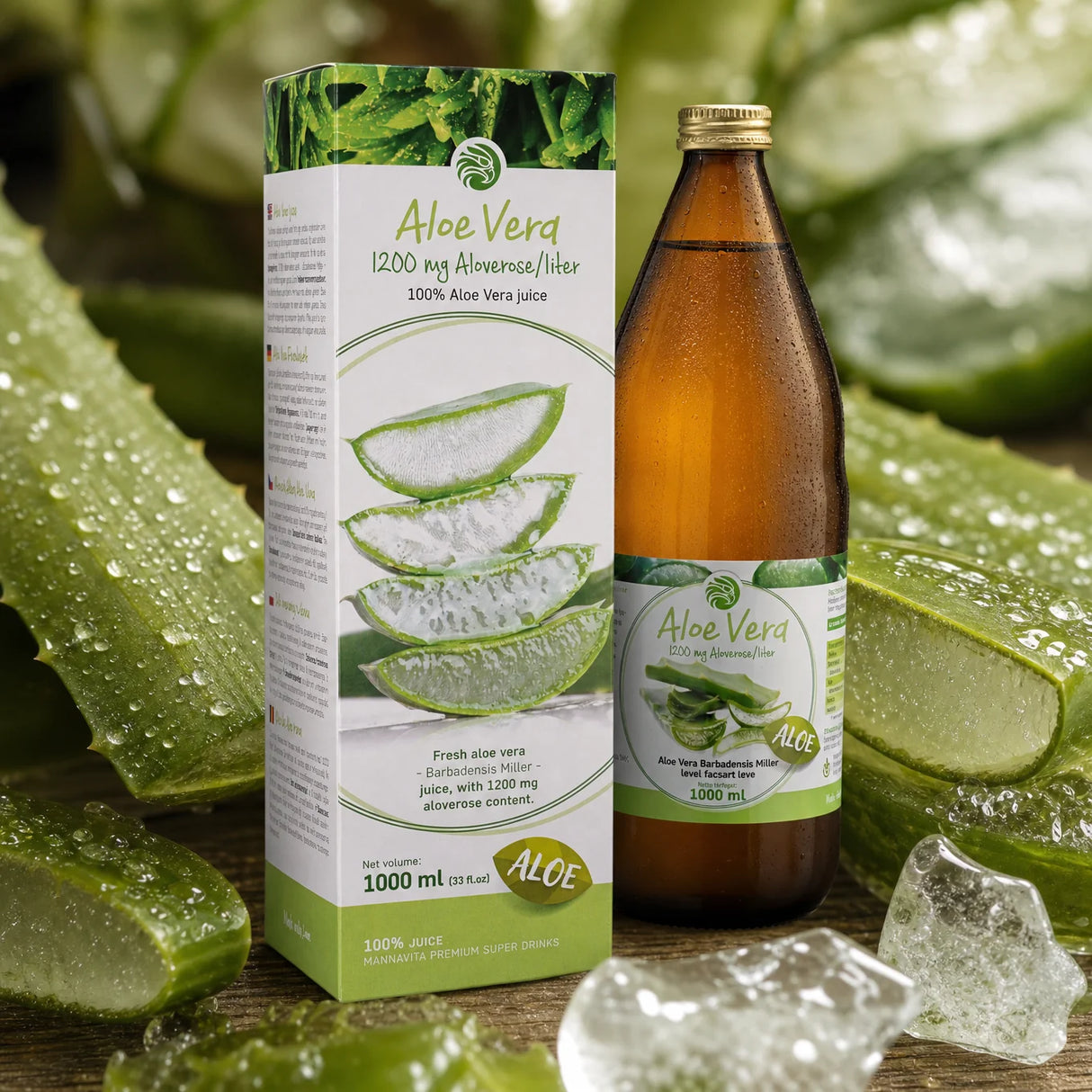 Mannavita Aloë vera 100% puur geperst sap • 1000 ml