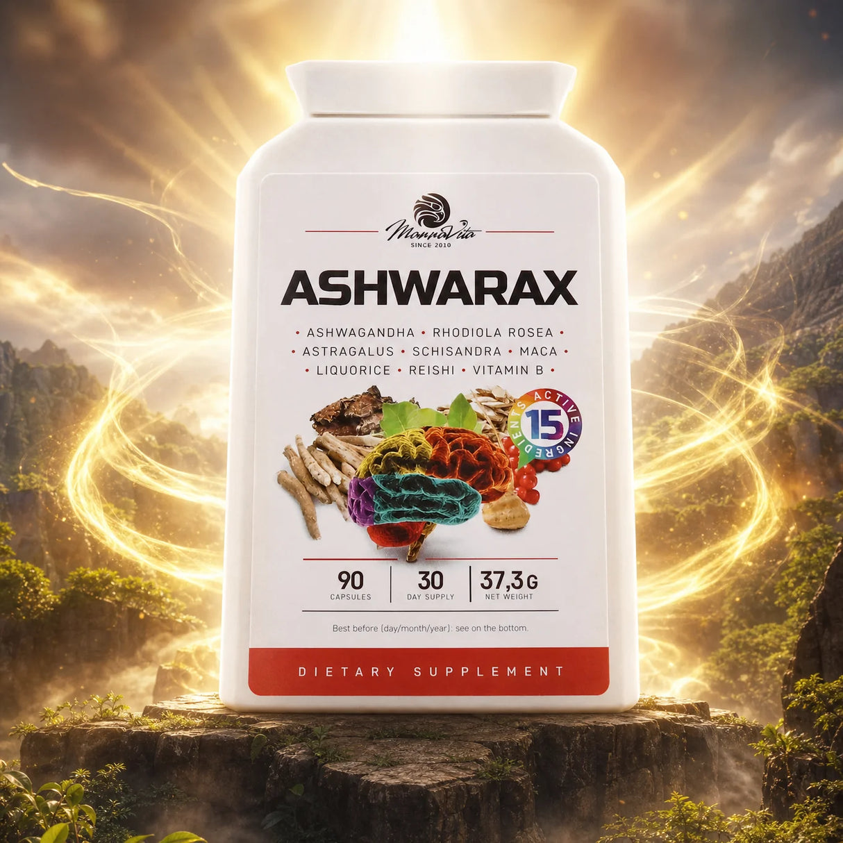 Ashwarax voor verlichting van angst, paniek en slapeloosheid • 90 capsules