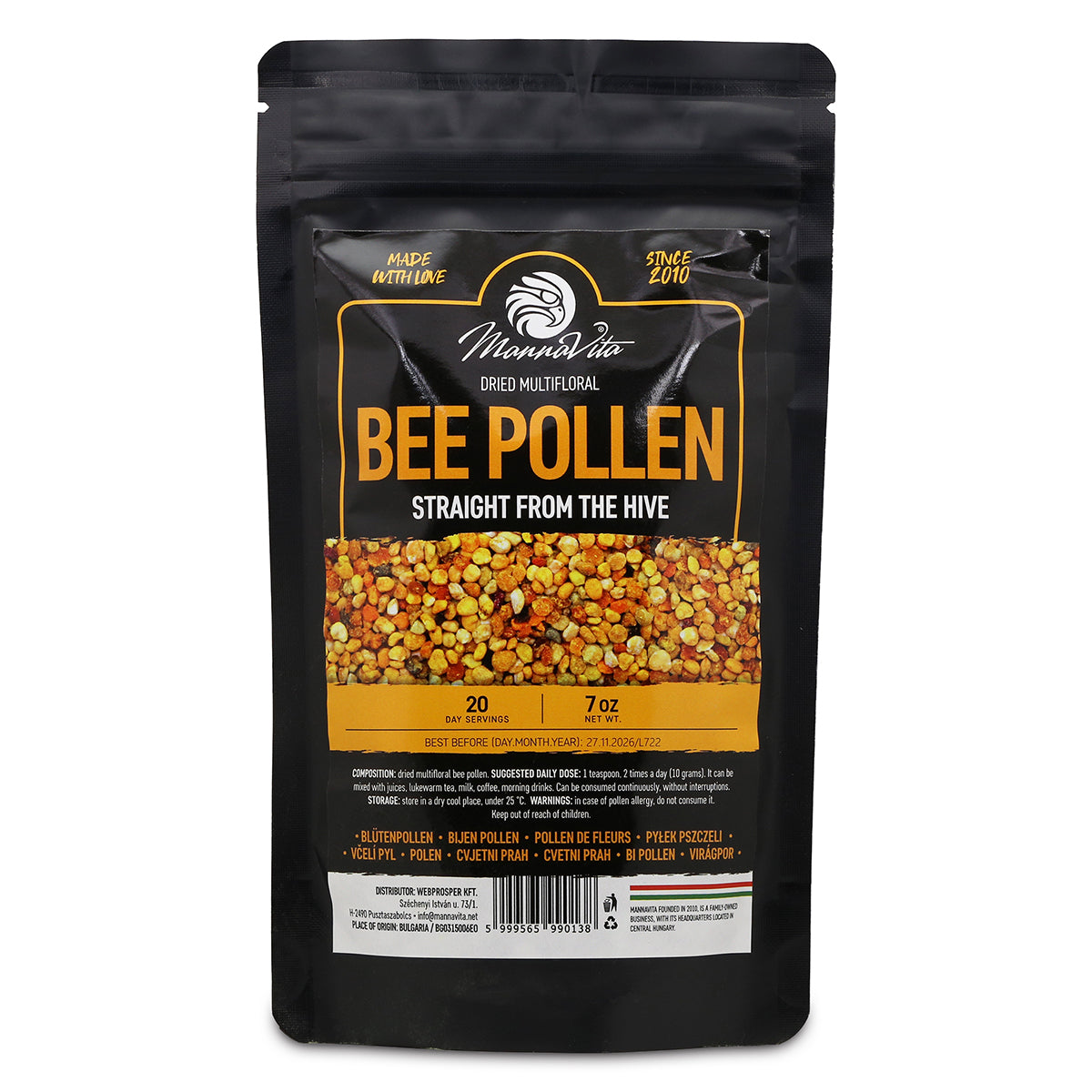 Mannavita gedroogde multiflorale bijenpollen • 200 g