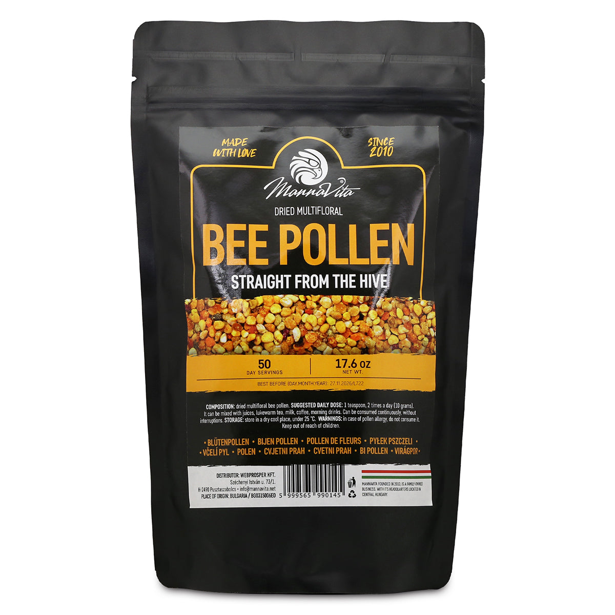 Mannavita gedroogde veelbloemige bijenpollen • 500 g