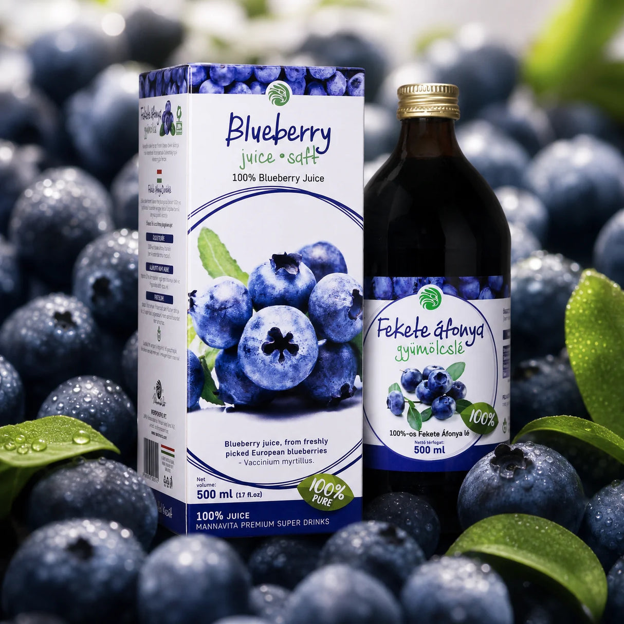 Mannavita Blauwe Bessensap, 100% puur geperst • 500 ml