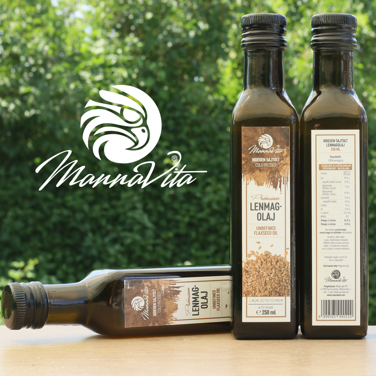 Mannavita Hongaarse koudgeperste lijnzaadolie • 250 ml