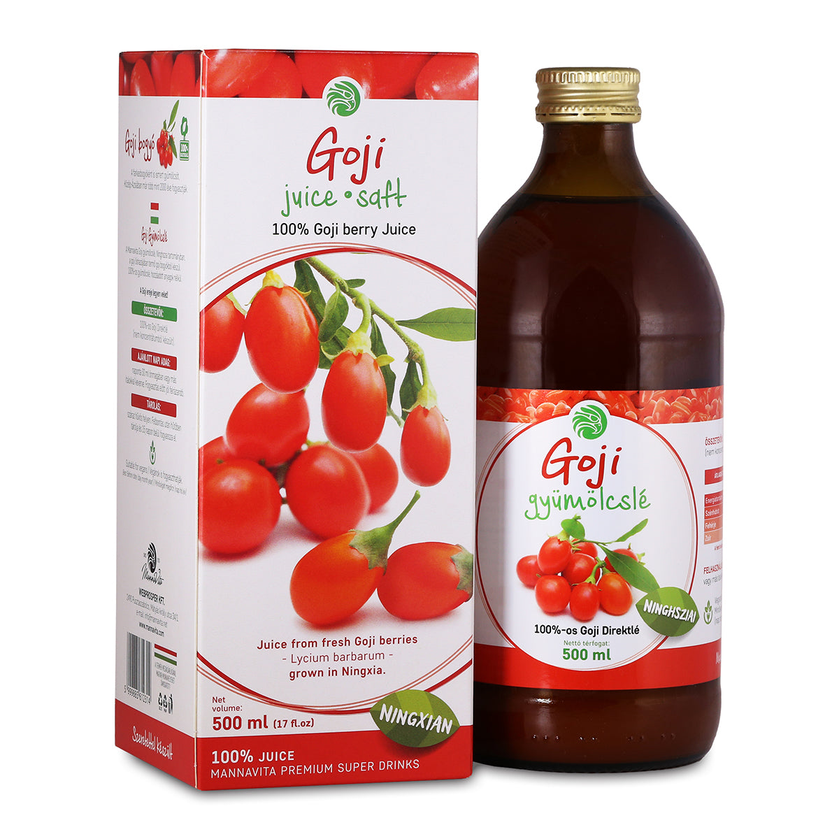 Mannavita Goji Bes, 100% puur geperst sap • 500 ml
