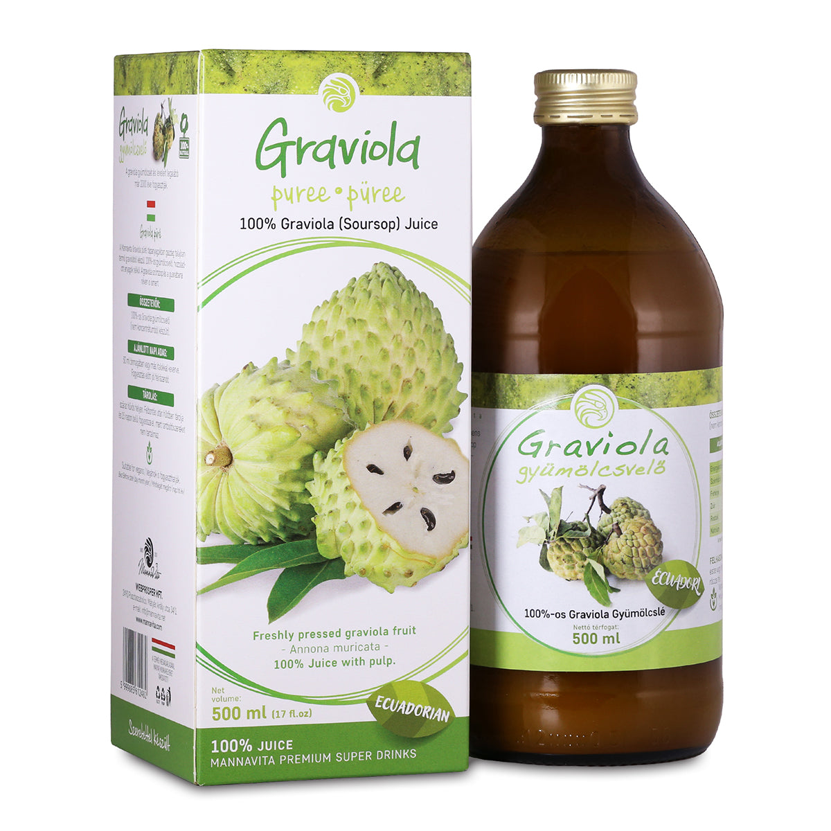 Mannavita Graviola, 100% puur geperst purée • 500 ml