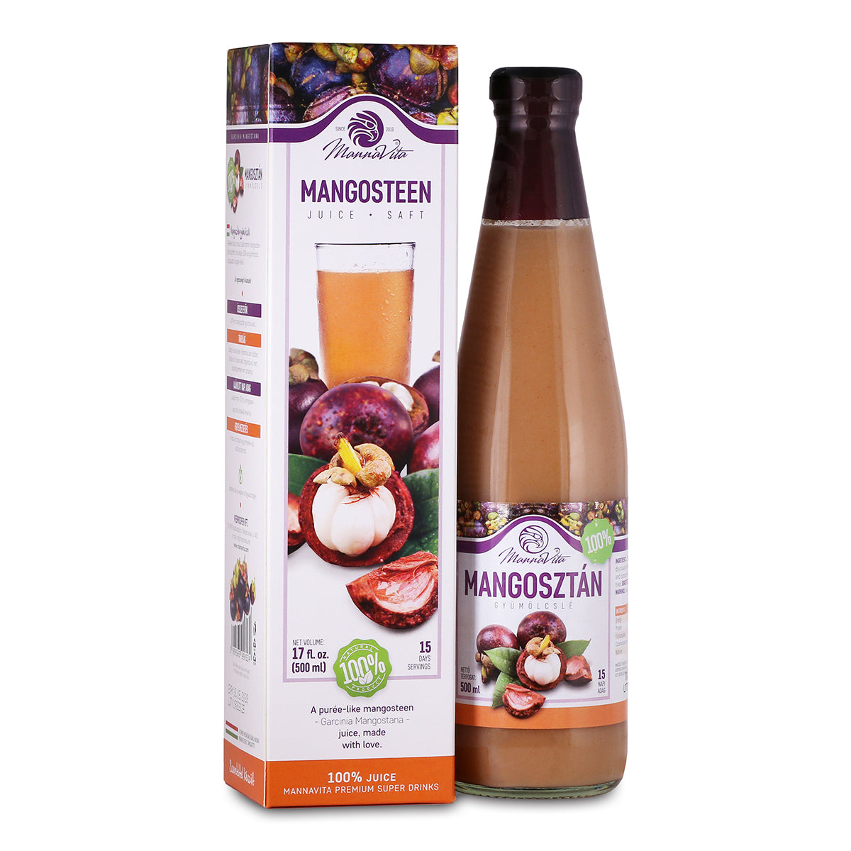 Mannavita Mangosteen 100% puur geperst purée • 500 ml