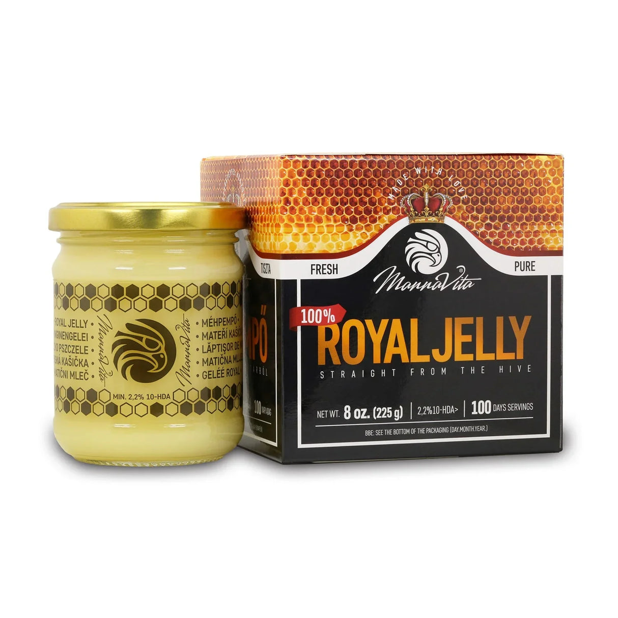 Mannavita fresh pure royal jelly • 2.2% 10-HDA • 225g - Mannavita