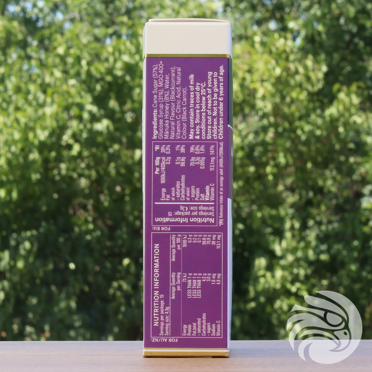 Manuka-honing zuigtabletten met zwarte bes • 15 stuks.