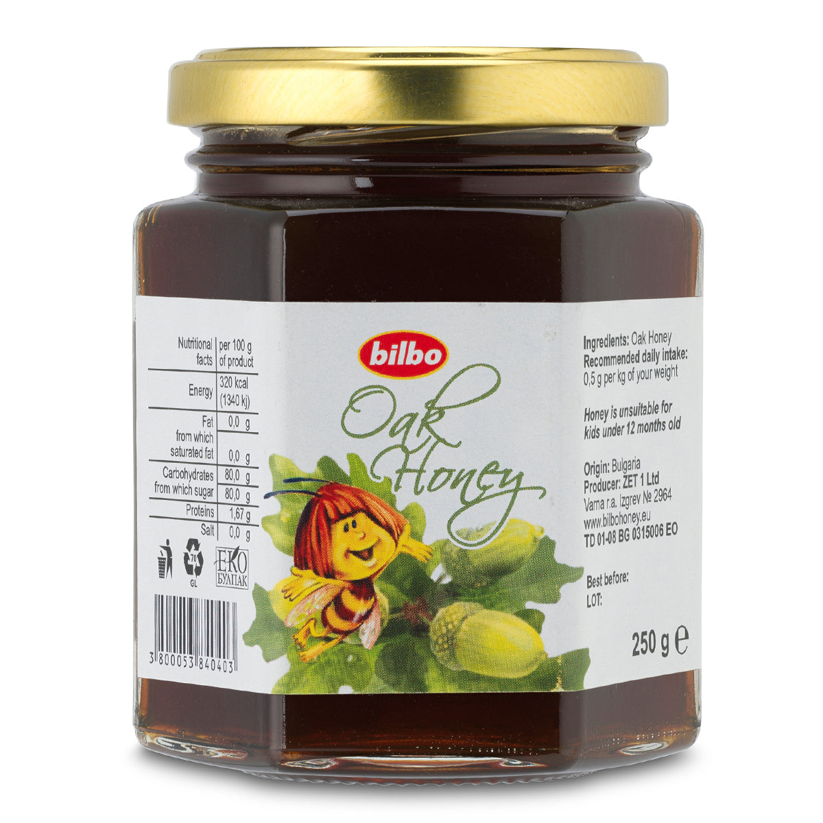 Bilbo rauwe eikenhoning • 250 g