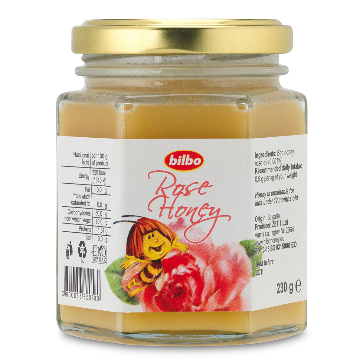 Bilbo rauwe rozenhoning • 230 g