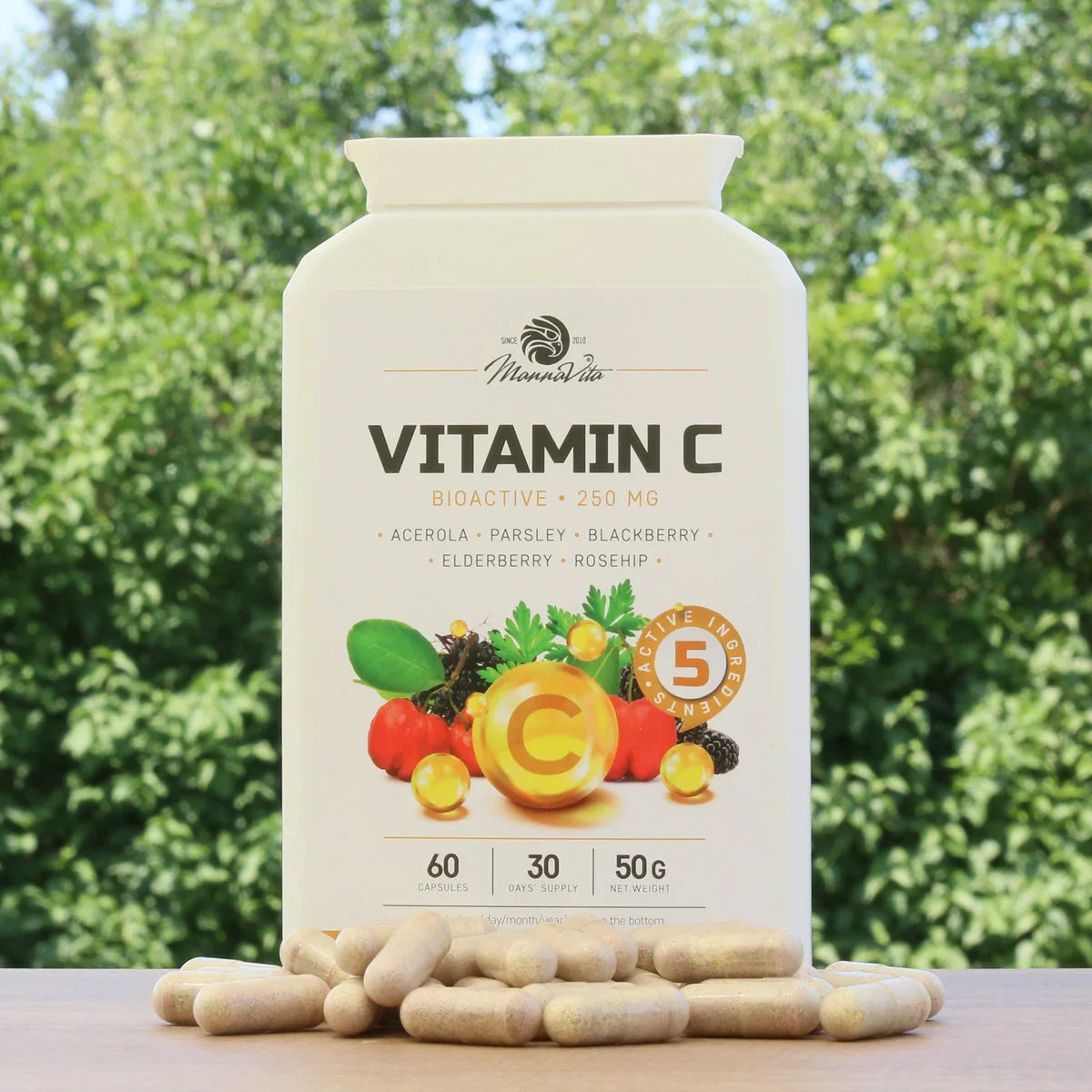 Mannavita Vitamin C complex • 250 mg bioactive • 60 capsules - Mannavita