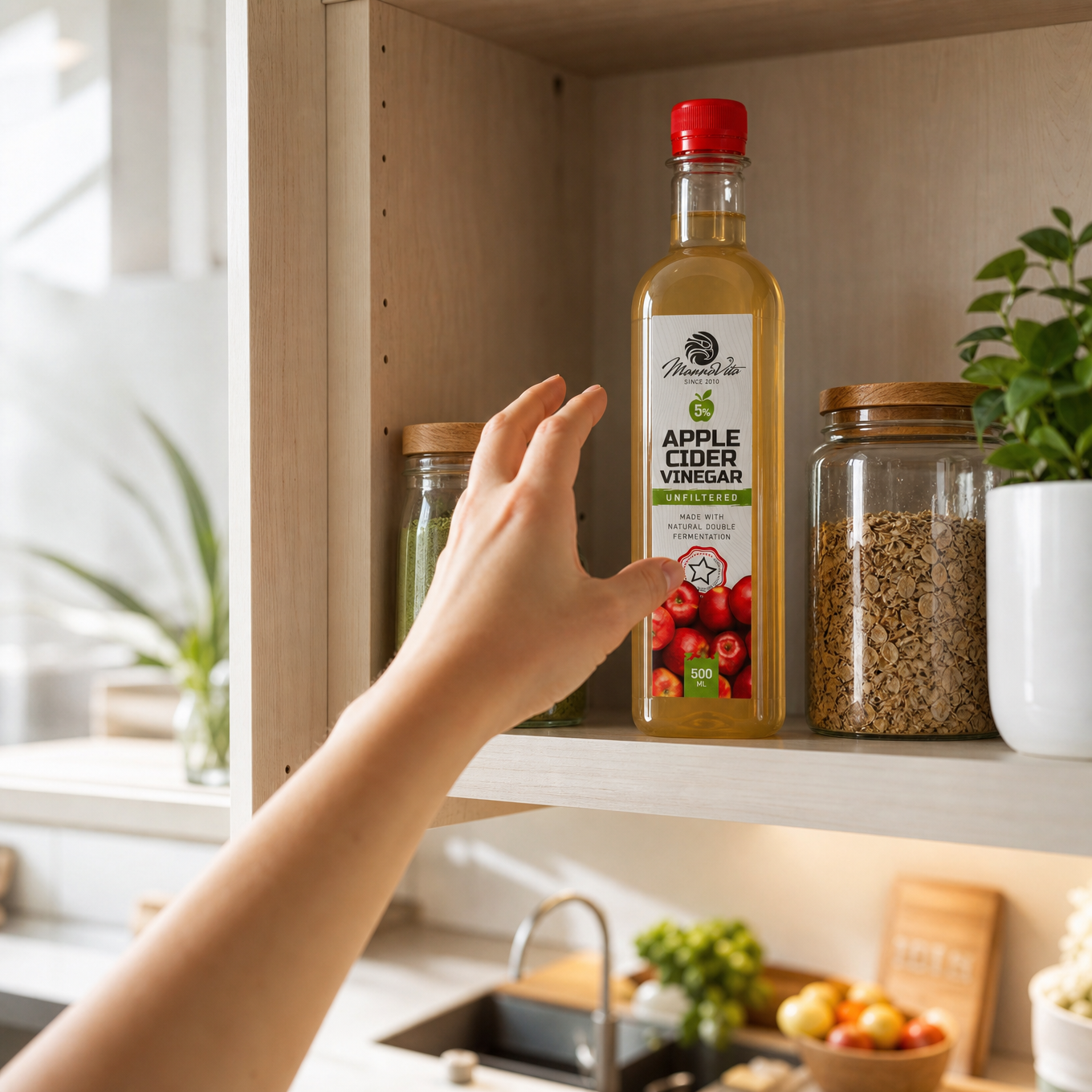 Mannavita ongefilterde Appelciderazijn met dubbele fermentatie • 500 ml