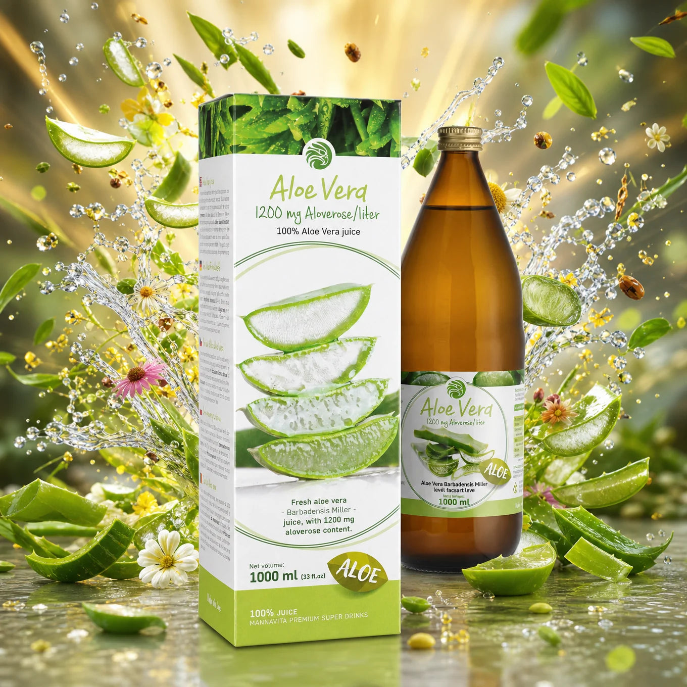 Mannavita Aloë vera 100% puur geperst sap • 1000 ml