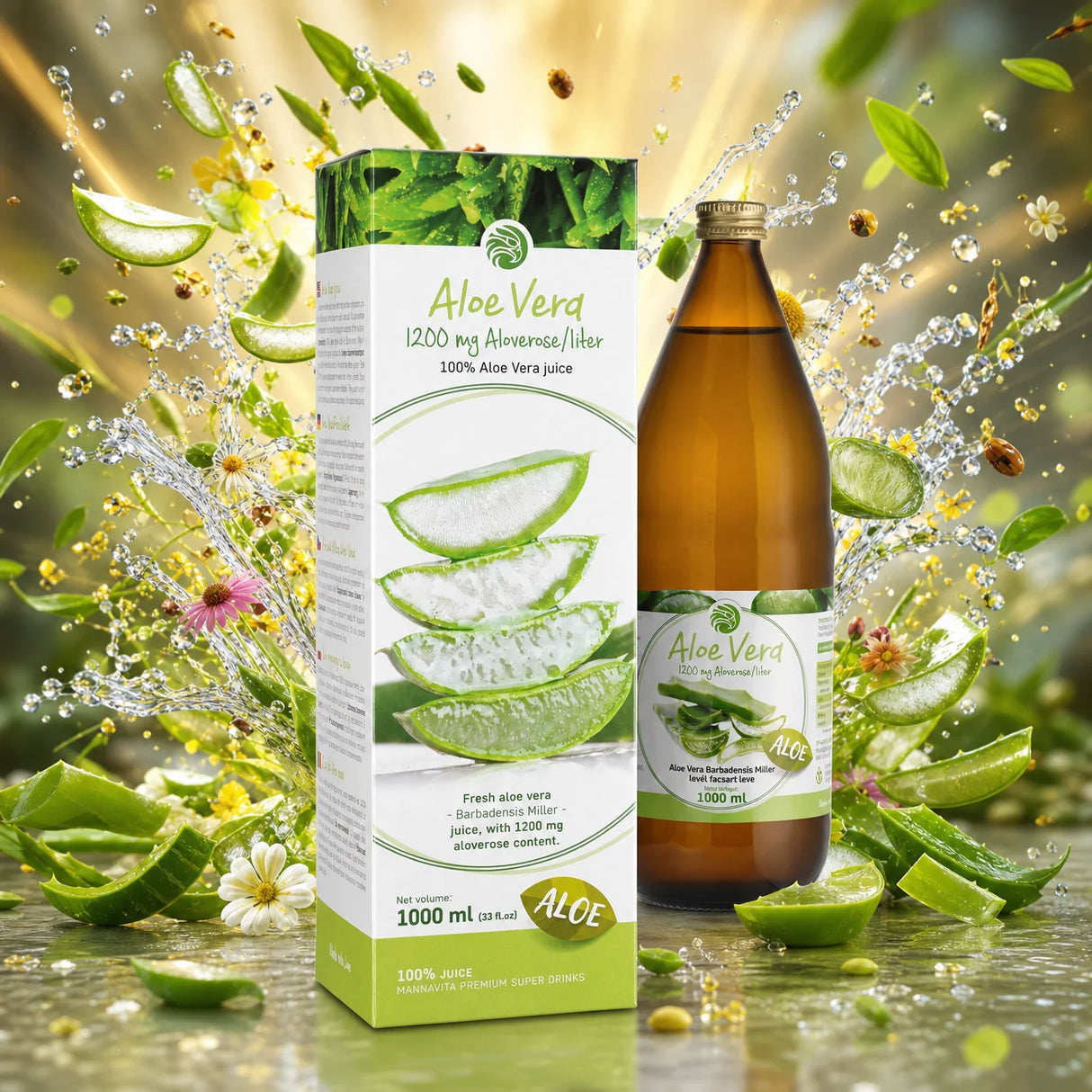 Mannavita Aloë vera 100% puur geperst sap • 1000 ml