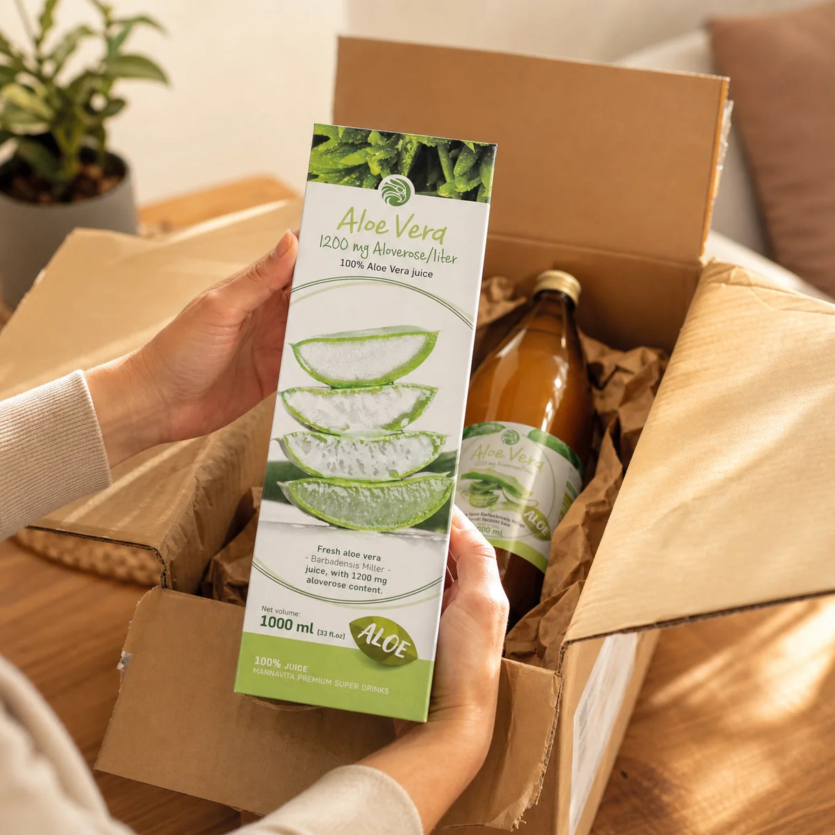 Mannavita Aloë vera 100% puur geperst sap • 1000 ml