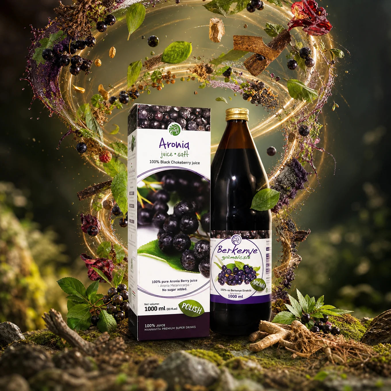 Mannavita Aronia bes 100% puur geperst sap • 1000 ml