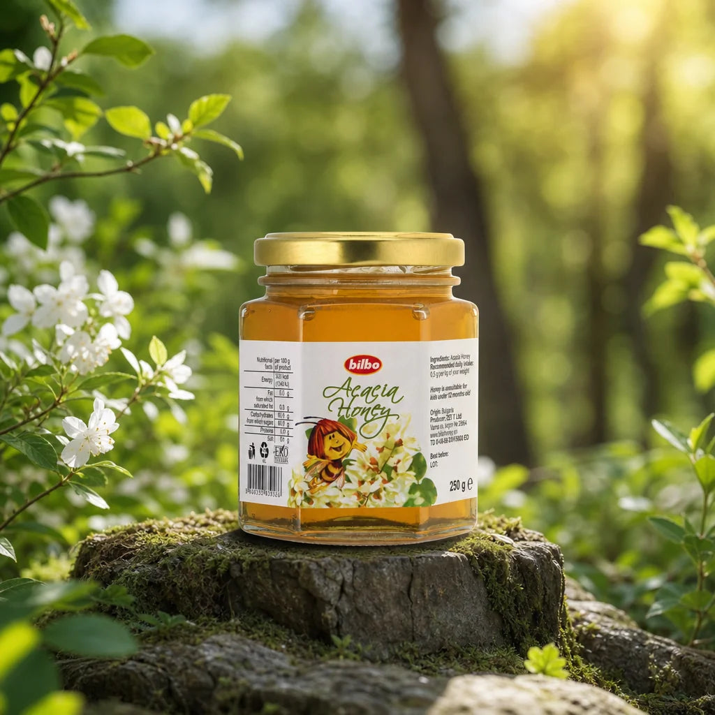Bilbo rauwe cacaohoning • 250 g