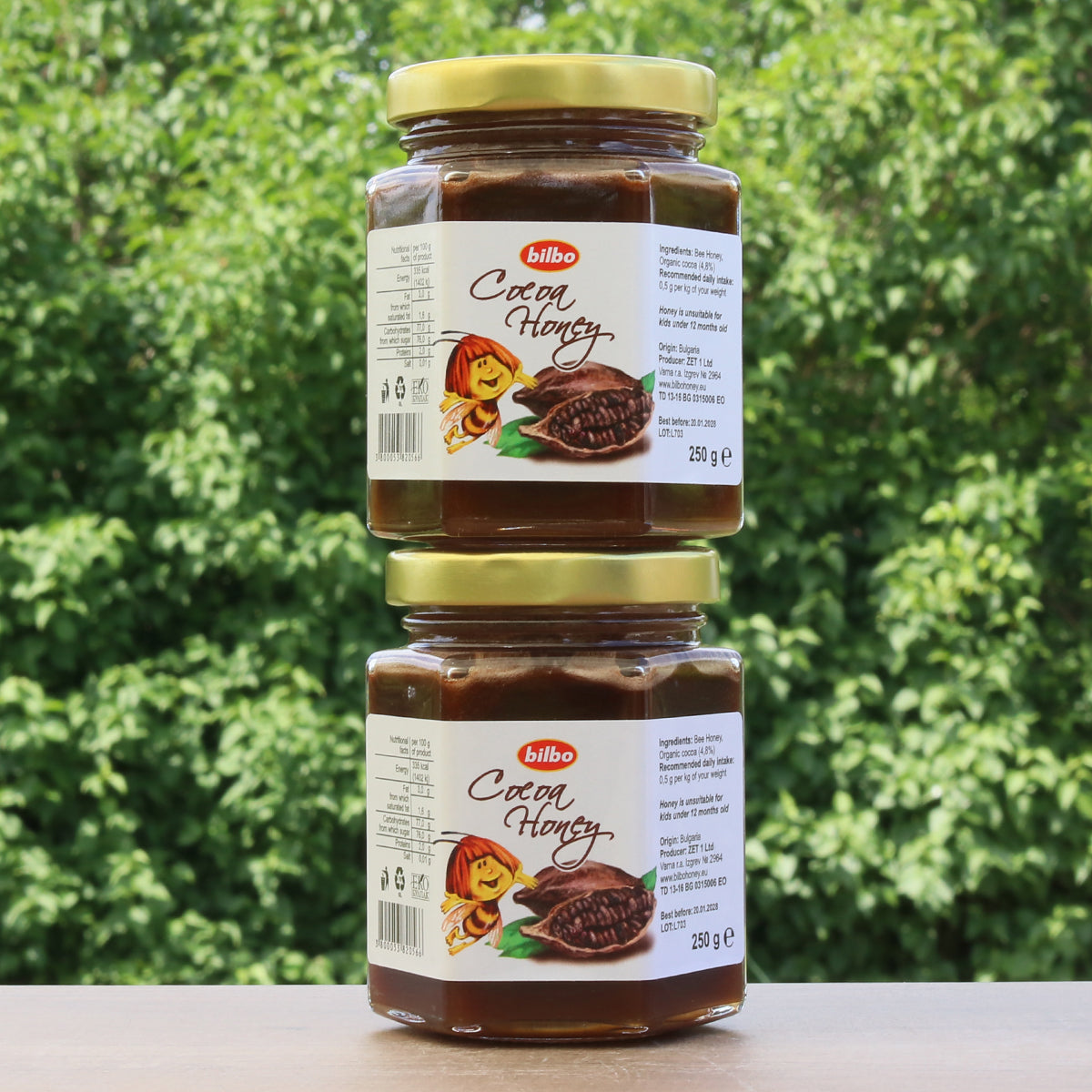 Bilbo rauwe cacaohoning • 250 g