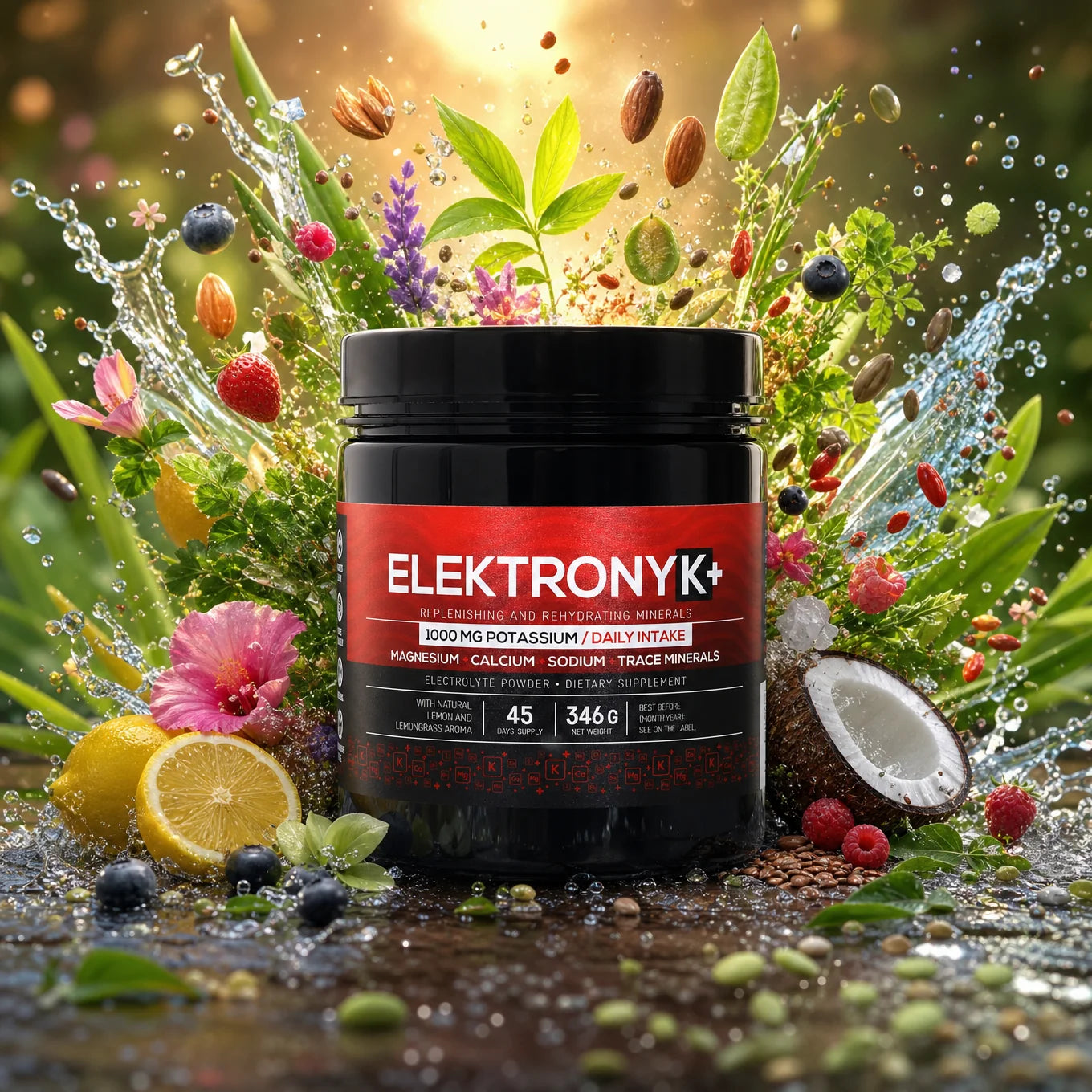 ElektronyK+ elektrolytenpoeder • 1000 mg kalium met glycine • ZOET, 402g