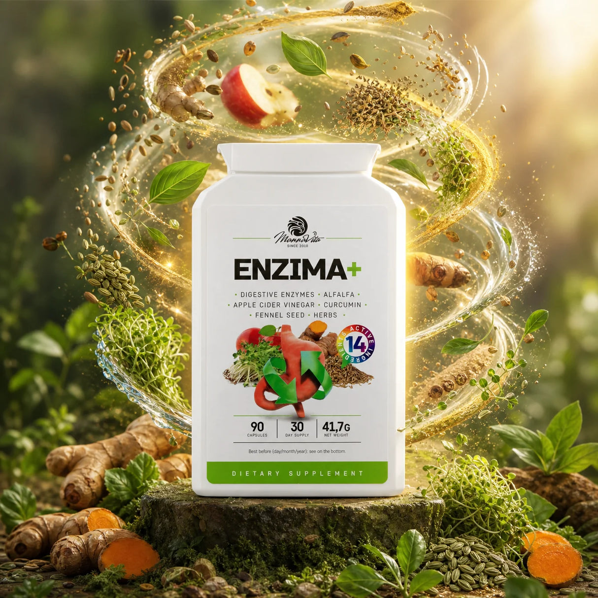 ENZIMA+ complex van spijsverteringsenzymen, met Betain HCL • 90 capsules