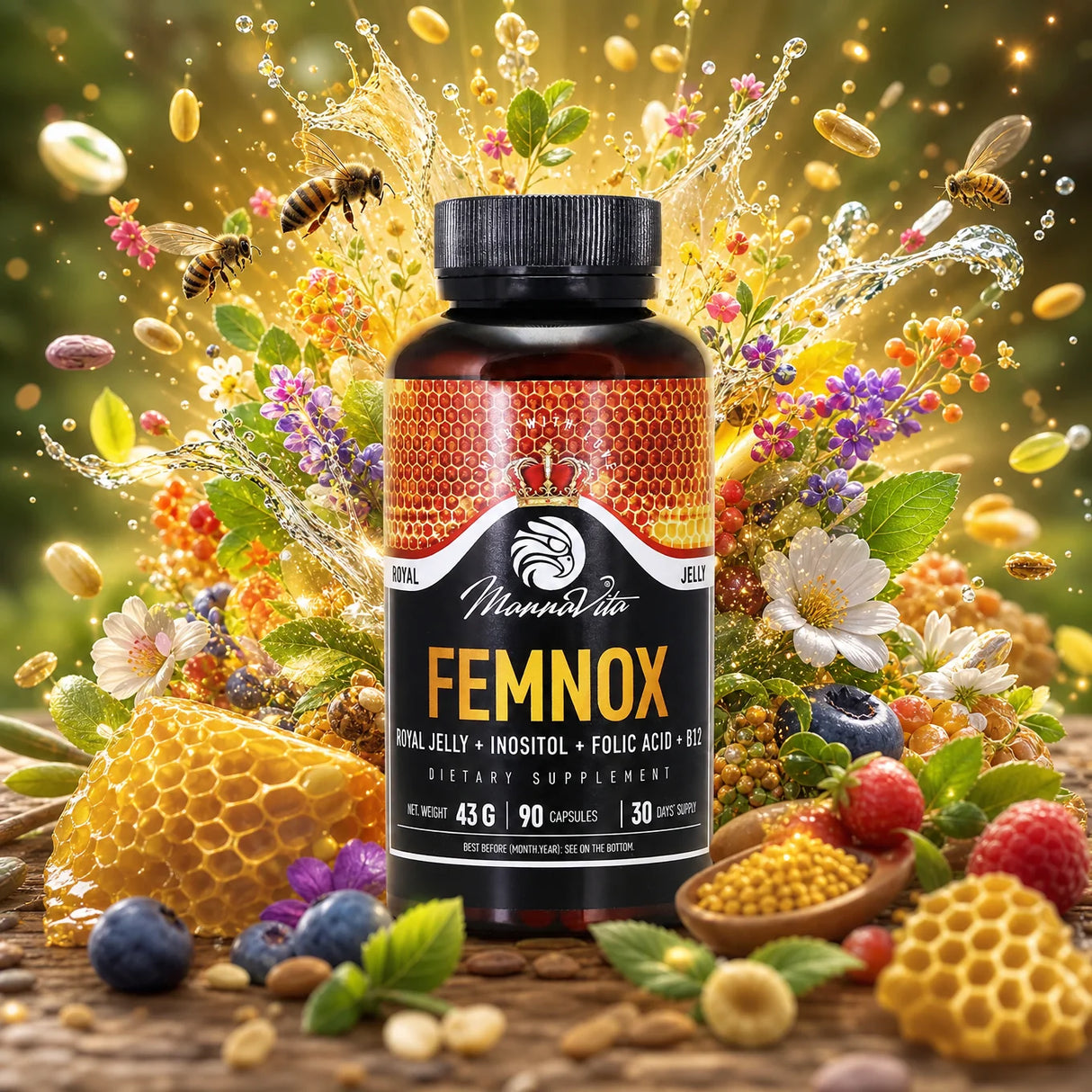 FEMNOX Royal Jelly + Inositol + Foliumzuur + B12-complex • 90 capsules
