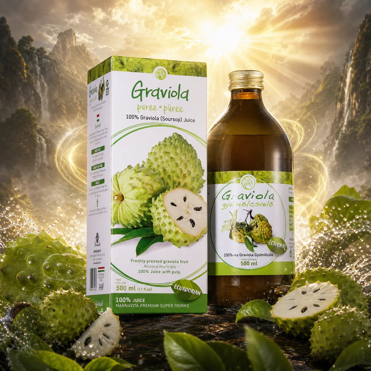 Mannavita Graviola, 100% puur geperst purée • 500 ml