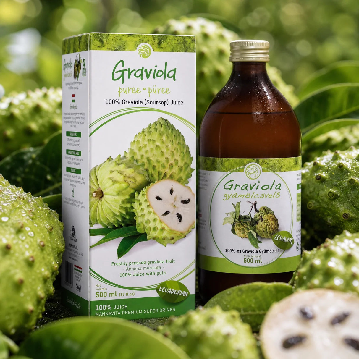 Mannavita Graviola, 100% puur geperst purée • 500 ml