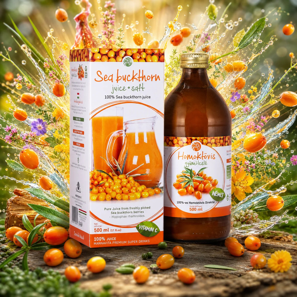 Mannavita Duindoorn, 100% puur geperst sap • 500 ml