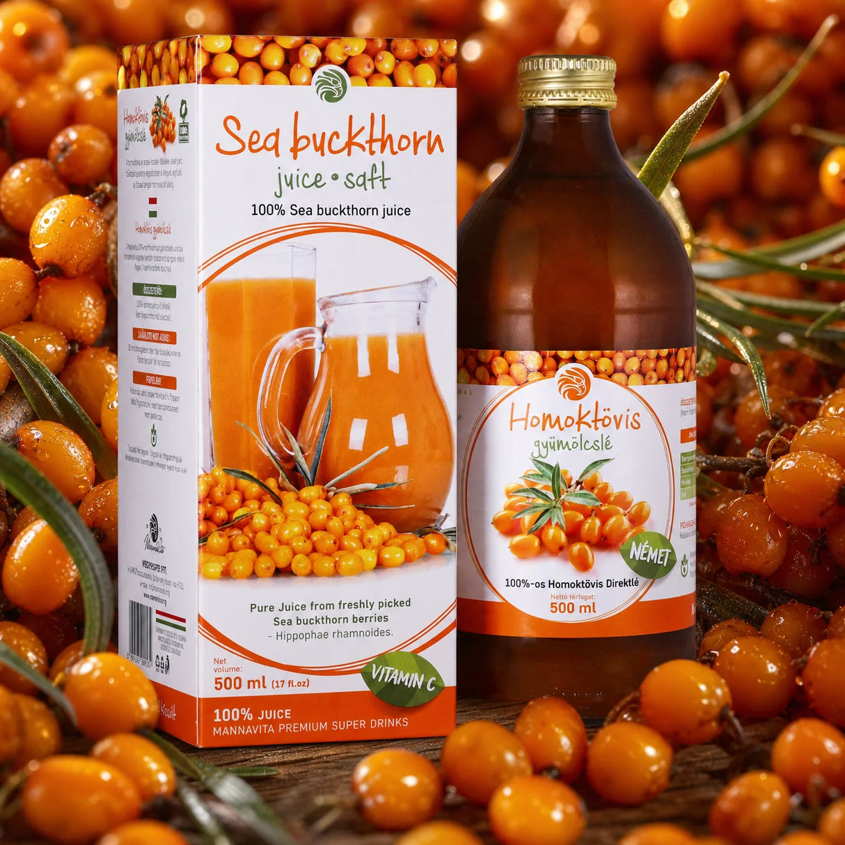 Mannavita Duindoorn, 100% puur geperst sap • 500 ml
