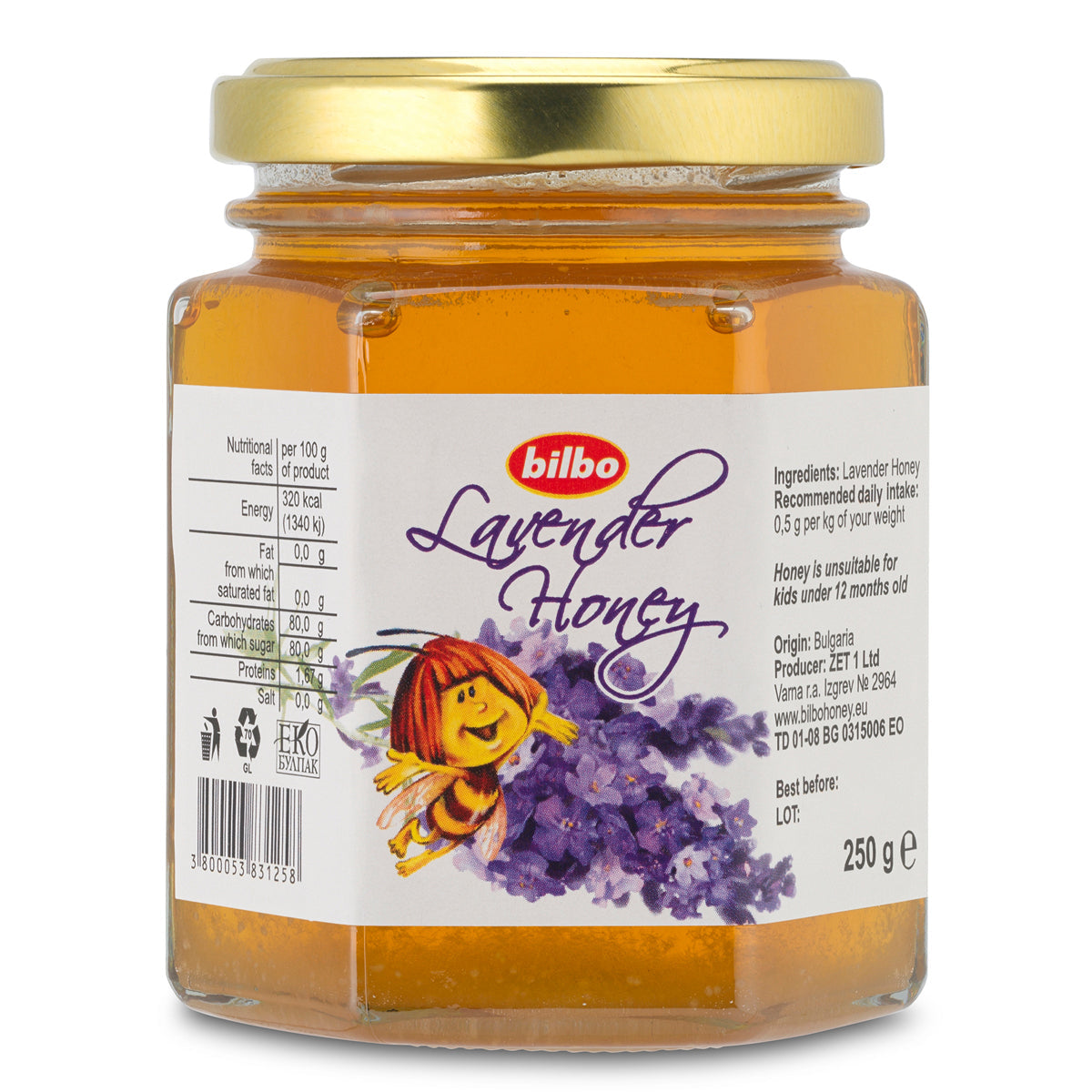 Bilbo rauwe lavendelhoning • 250 g