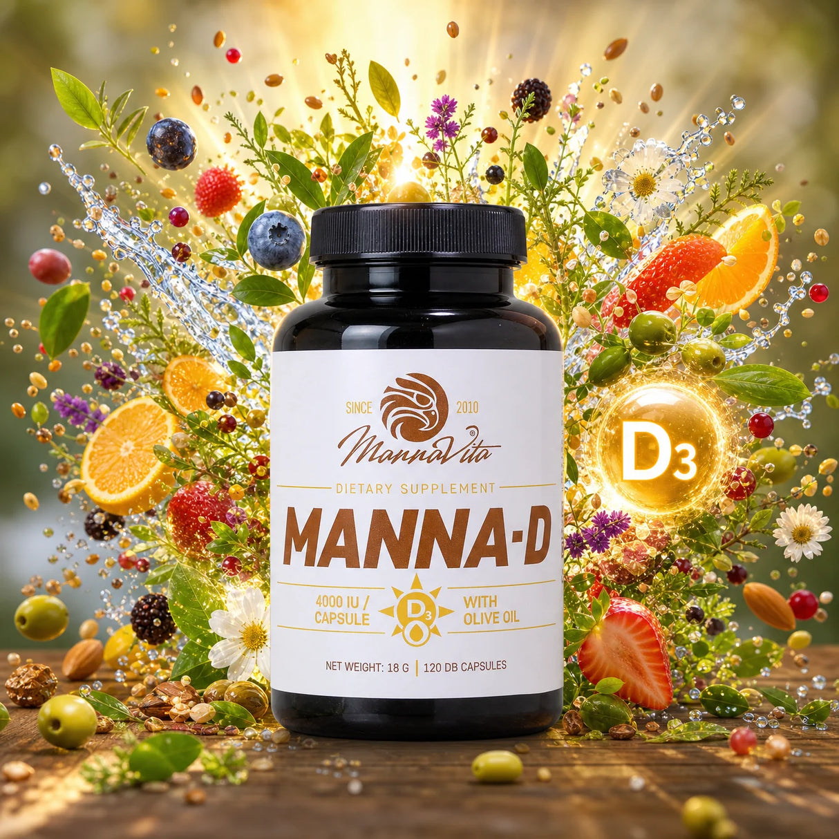 MANNA-D D3 Vitamine in olijfolie 4000 IE • 120 capsules