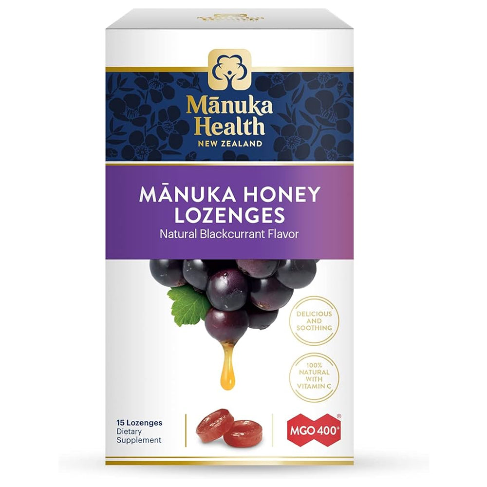 Manuka-honing zuigtabletten met zwarte bes • 15 stuks.