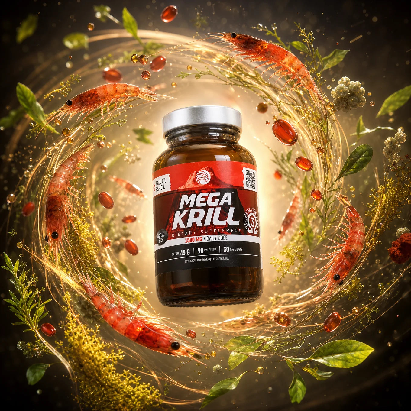 MegaKRILL 1500 mg Krillolie + Visolie • 90 capsules