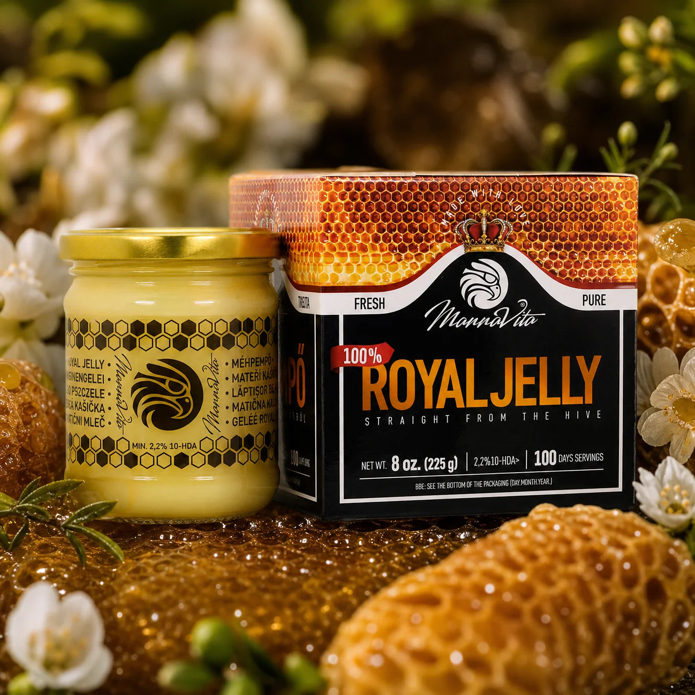 Mannavita verse pure Royal Jelly, Koninginnengelei • 2,2% 10-HDA • 225g