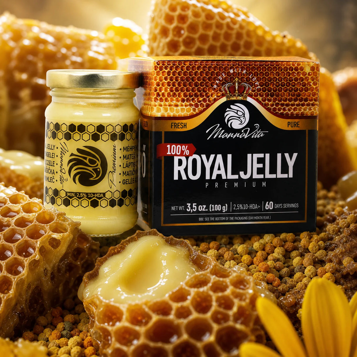 Mannavita Premium Royal Jelly, Koninginnengelei • 2,5% 10-HDA • 100g