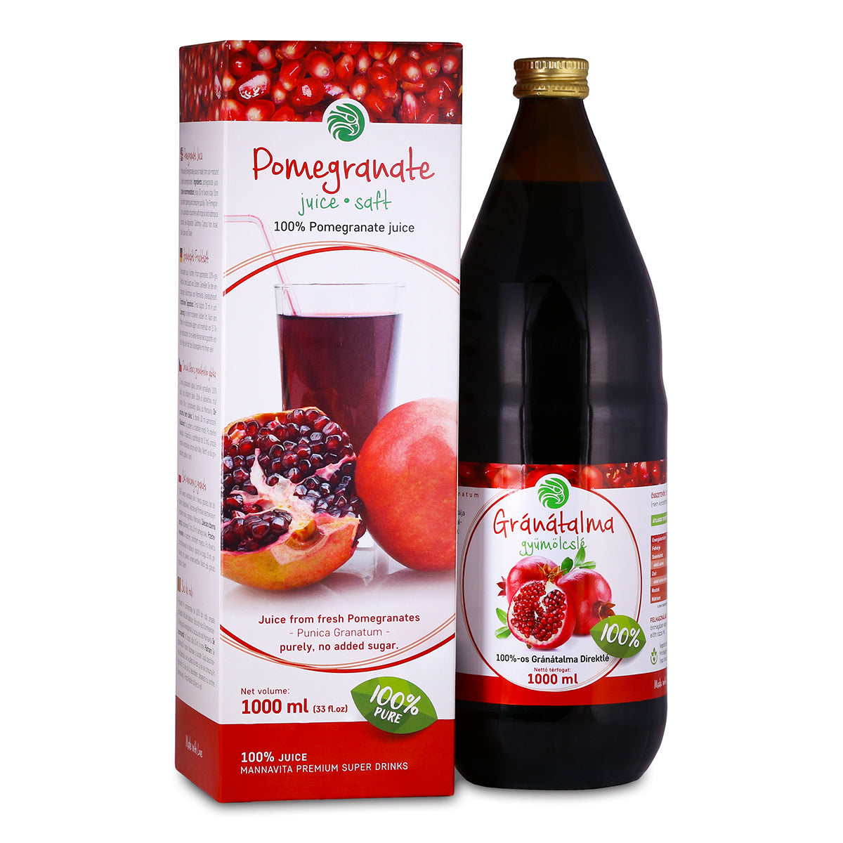 Mannavita Granaatappel, 100% puur geperst sap • 1000 ml