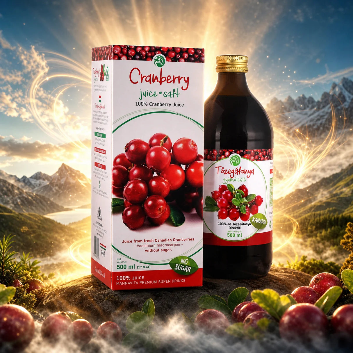 Mannavita Cranberry 100% puur geperst sap • 500 ml