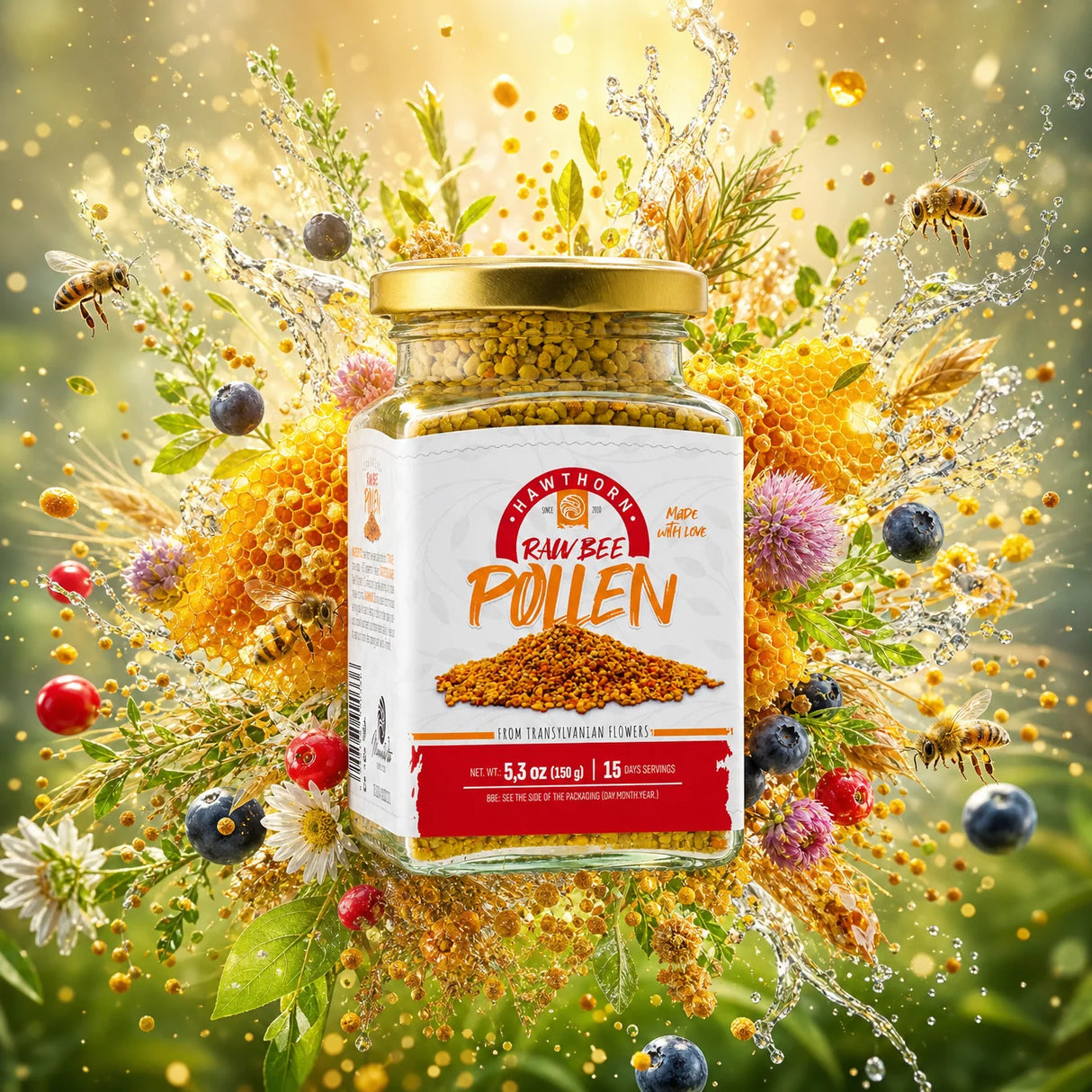 Mannavita rauwe Meidoorn bijenpollen • 150g