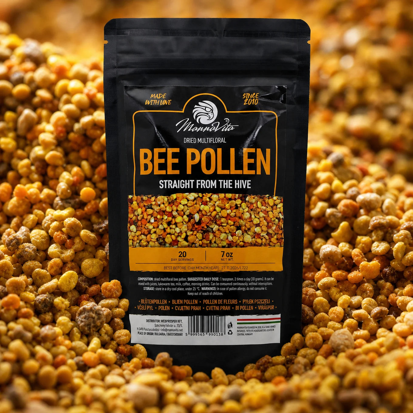 Mannavita gedroogde multiflorale bijenpollen • 200 g
