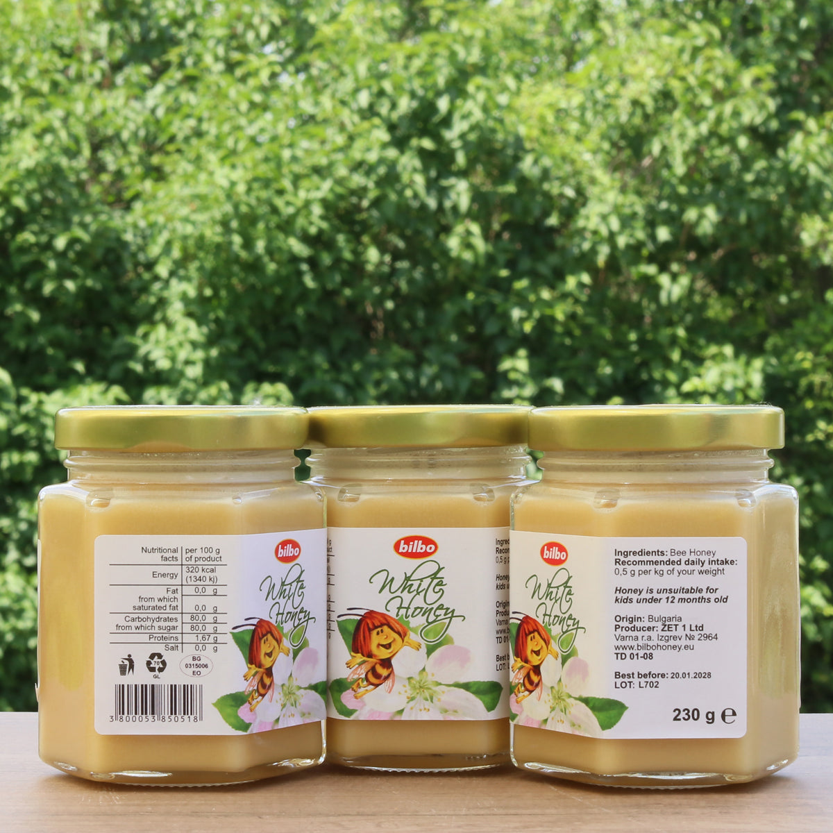 Bilbo rauwe witte honing • 230 g